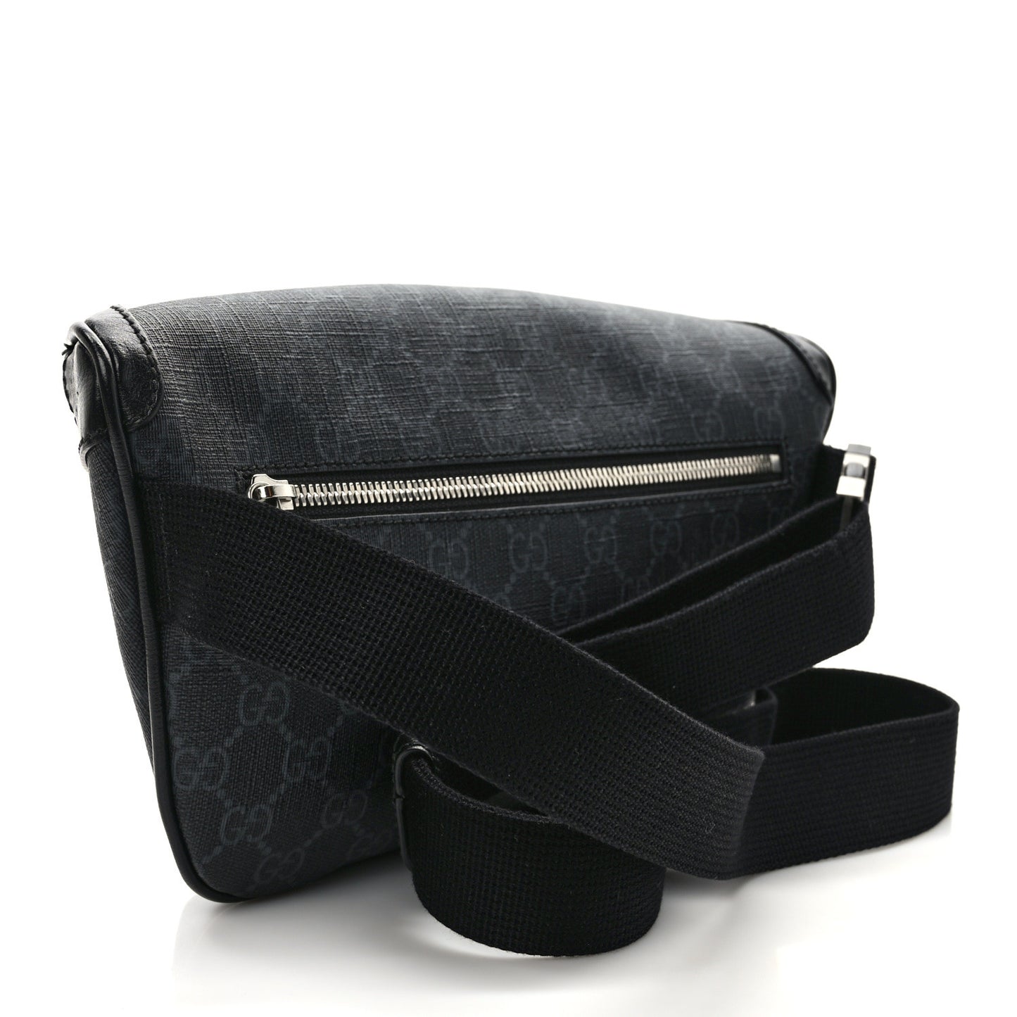 GG Supreme Monogram Textured Calfskin Retro Interlocking G Belt Bag Black