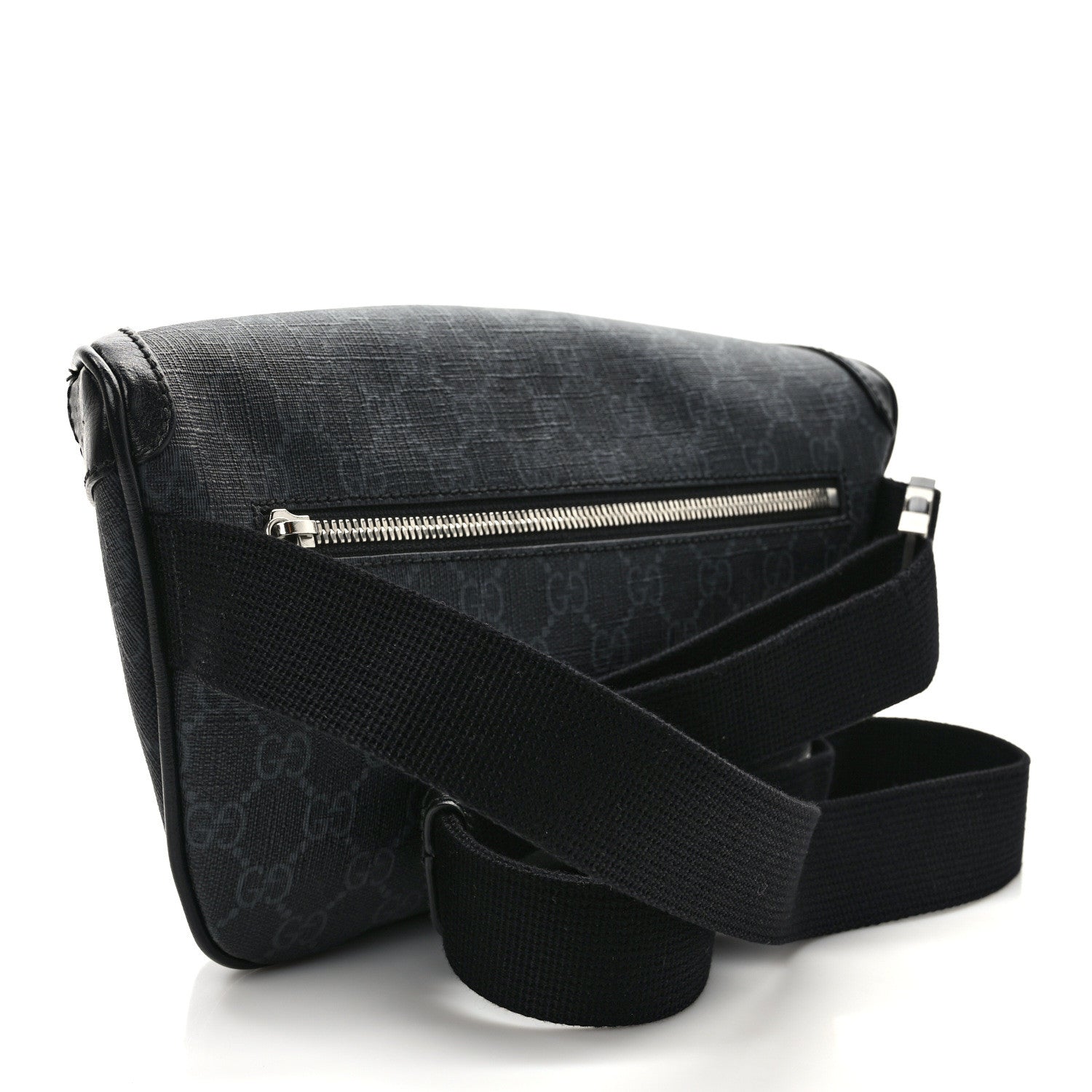 Gucci GG Supreme Monogram Textured Calfskin Retro Interlocking G Belt Bag Black 3 of 8