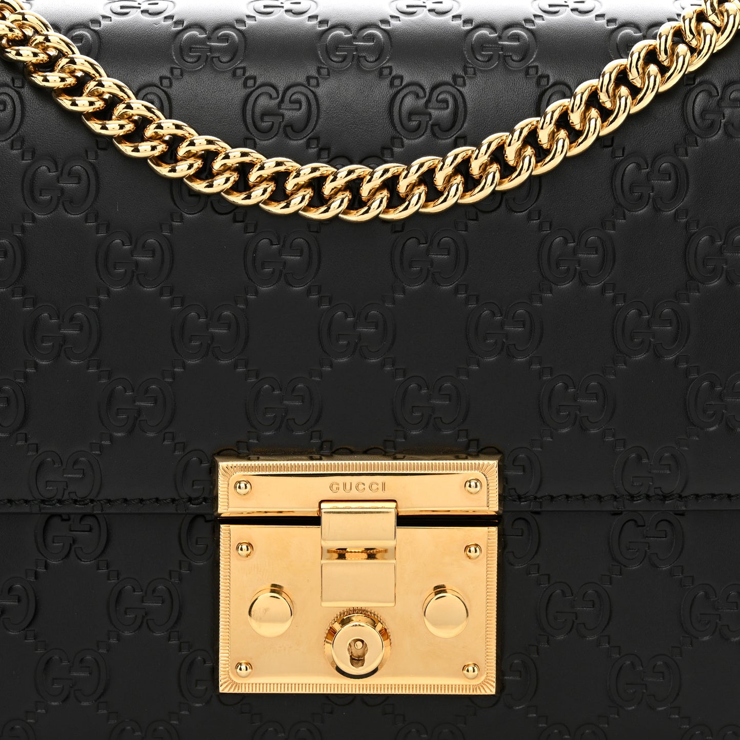 Guccissima Medium Padlock Shoulder Bag Black