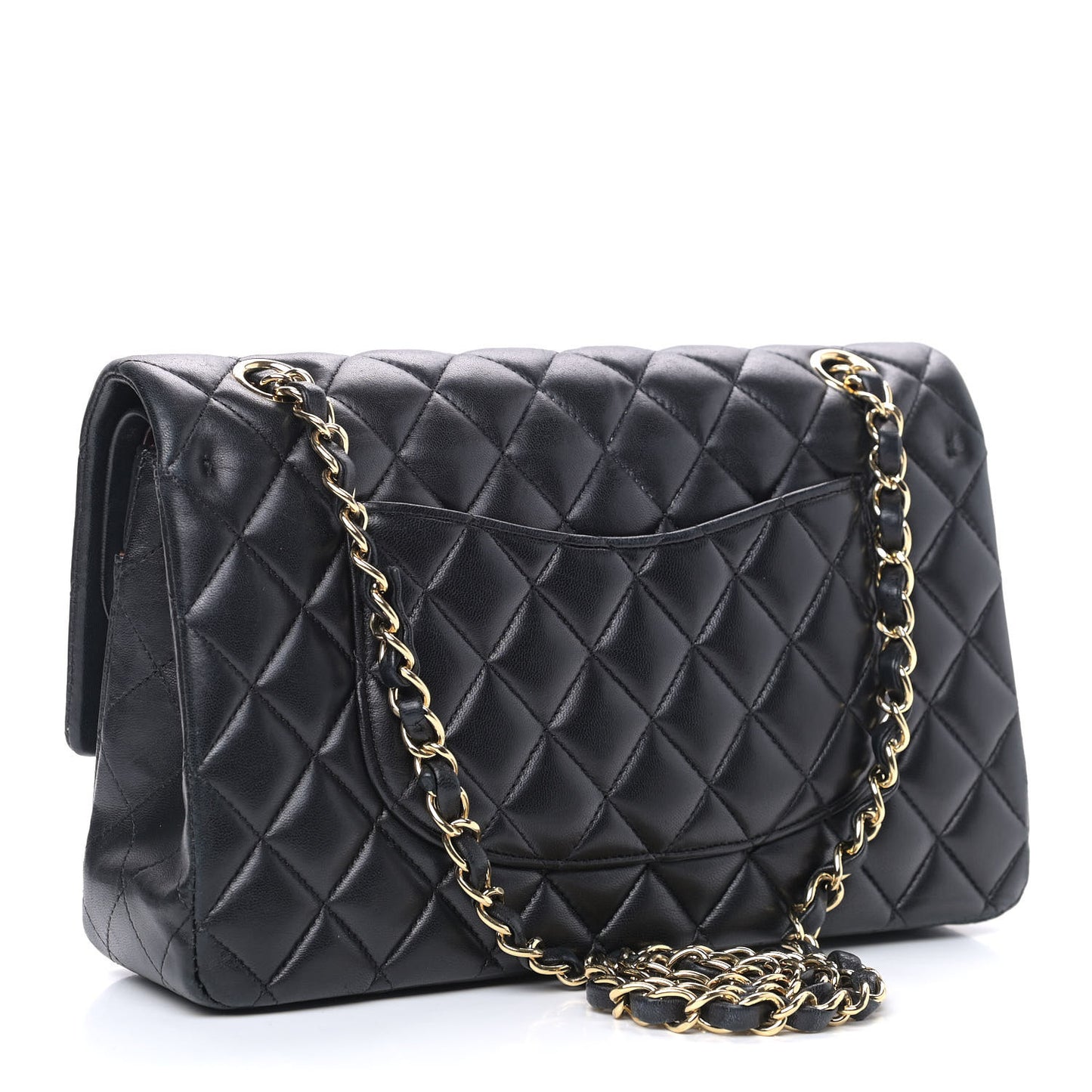 Lambskin Quilted Medium Double Flap Black