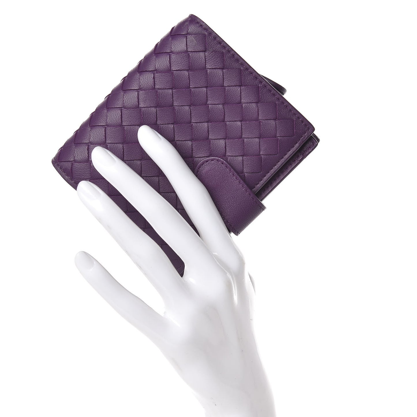 Nappa Intrecciato French Flap Wallet Plum