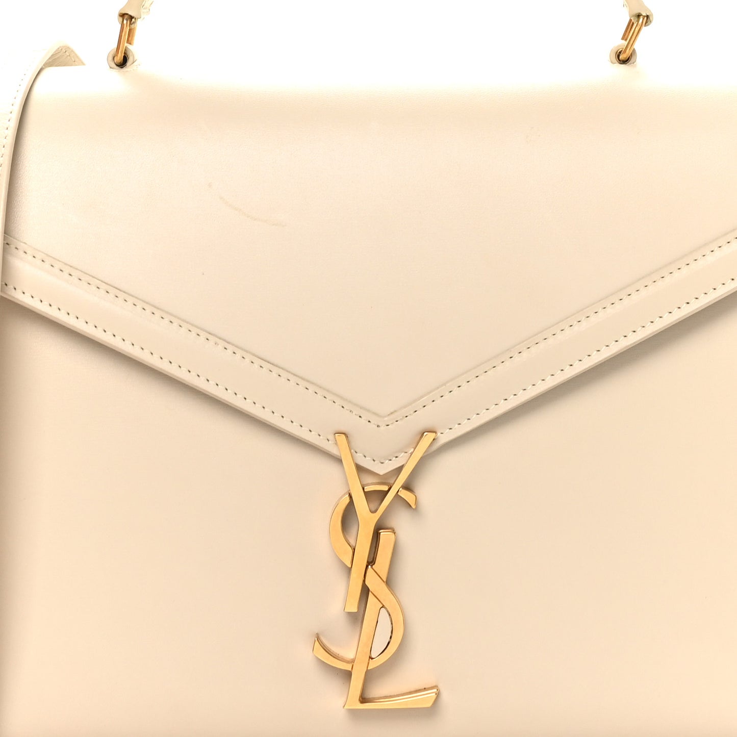 Smooth Calfskin Medium Classic Monogram Cassandra Top Handle Crema Soft Rouge Legion