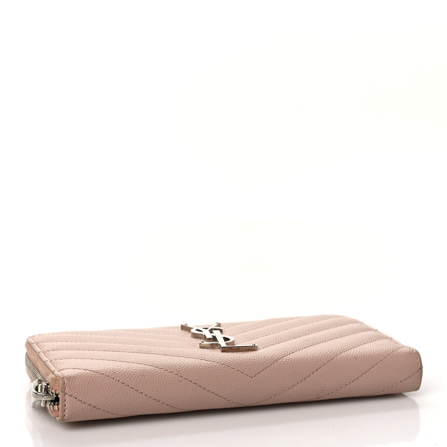 Grain De Poudre Matelasse Chevron Monogram Zip Around Wallet Rose Poudre