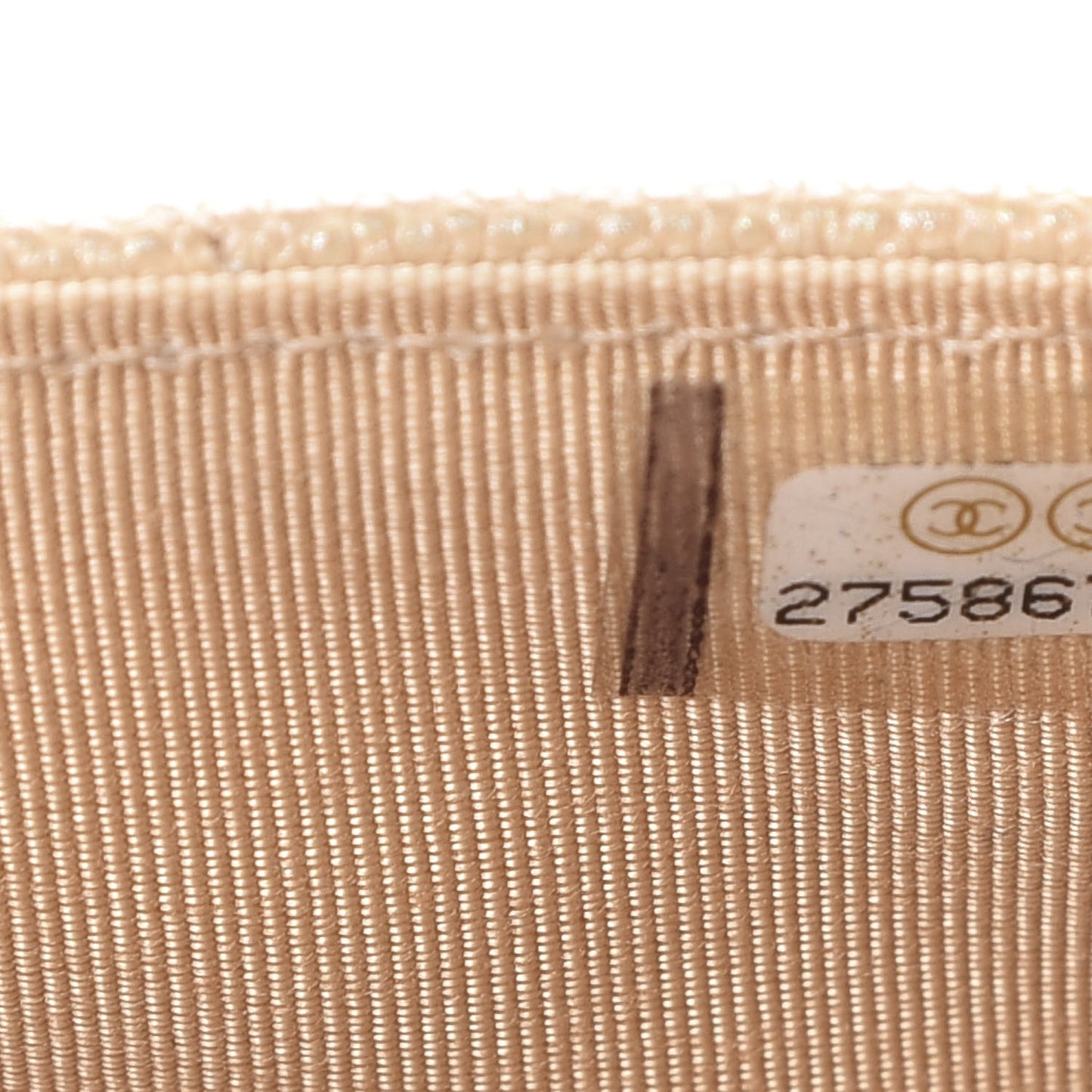 Iridescent Caviar Quilted Wallet On Chain WOC Beige