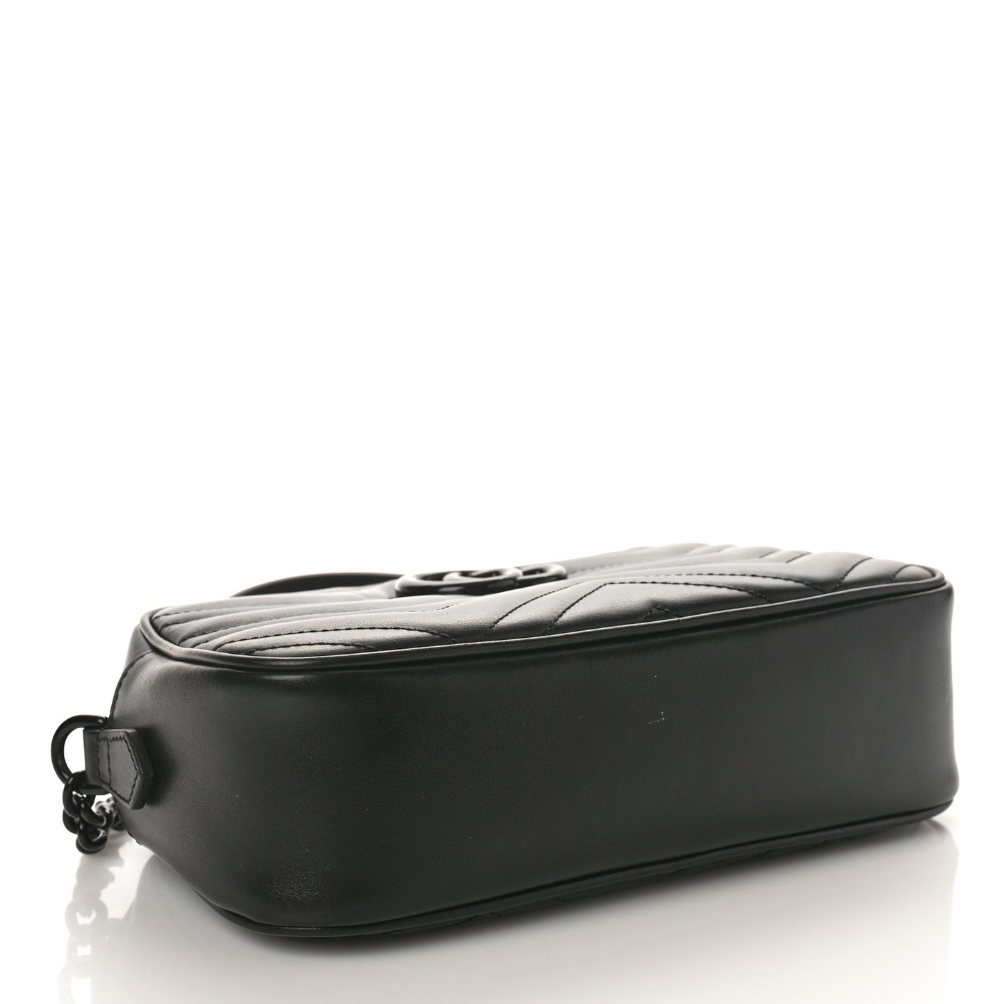 Calfskin Matelasse Monochrome Small GG Marmont Chain Shoulder Bag Black