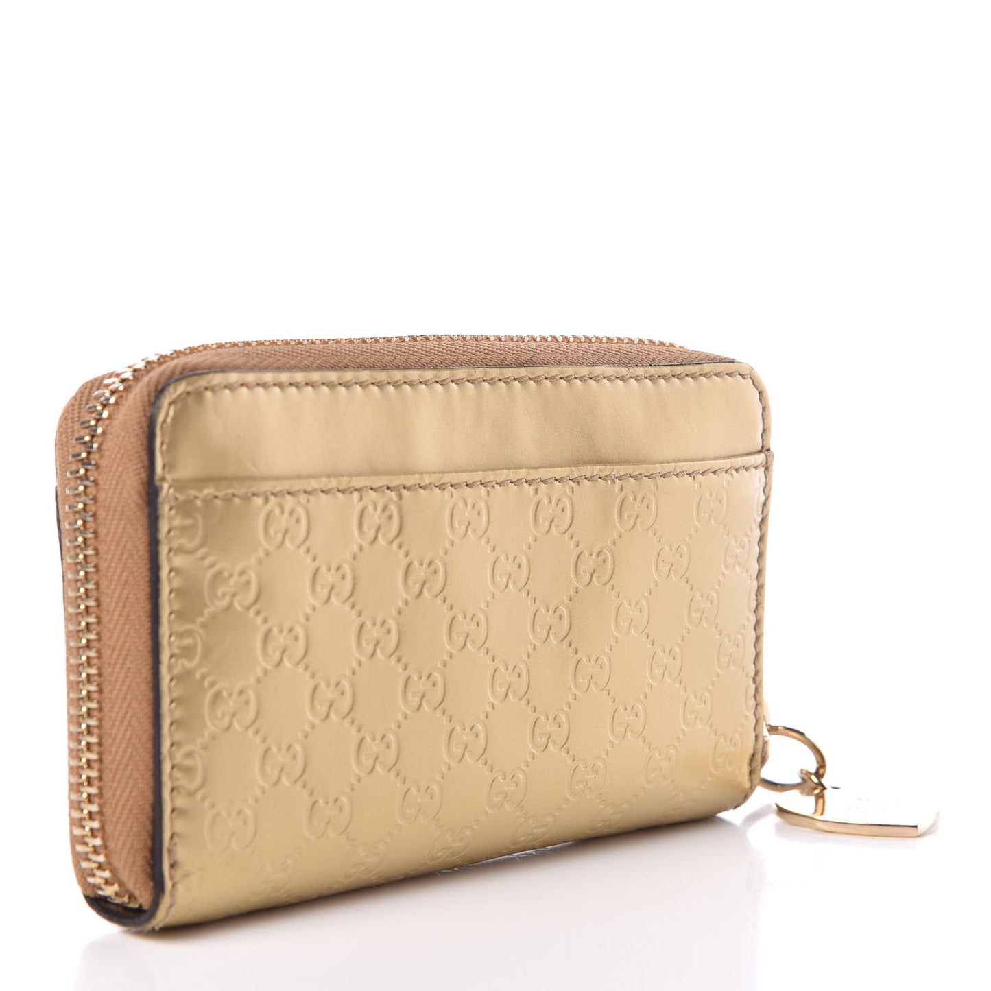 Microguccissima Zip Around Card Case Gold