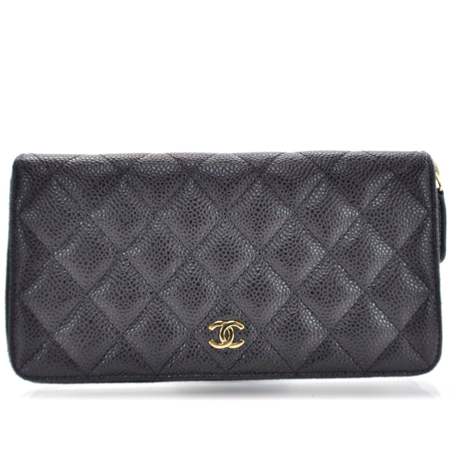 Chanel Caviar Large Gusset Zip Around Wallet Black 1 of 8