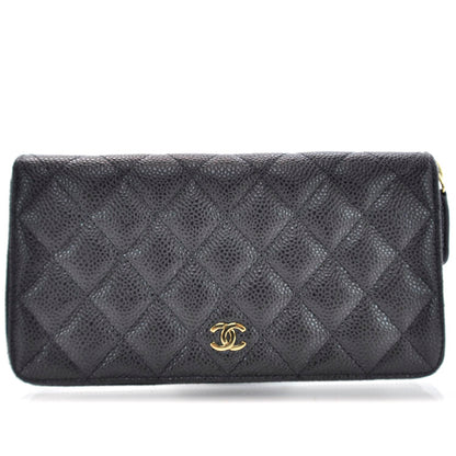 Chanel Caviar Large Gusset Zip Around Wallet Black 1 of 8