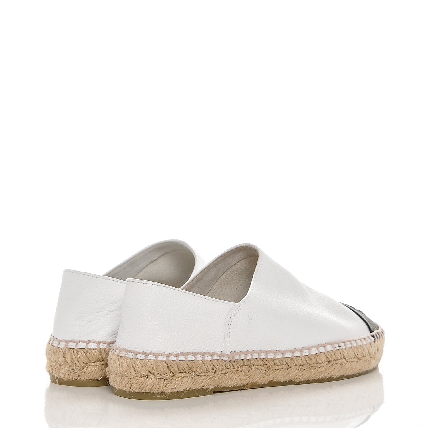Chanel Grained Calfskin CC Espadrilles 36 White Black 4 of 7