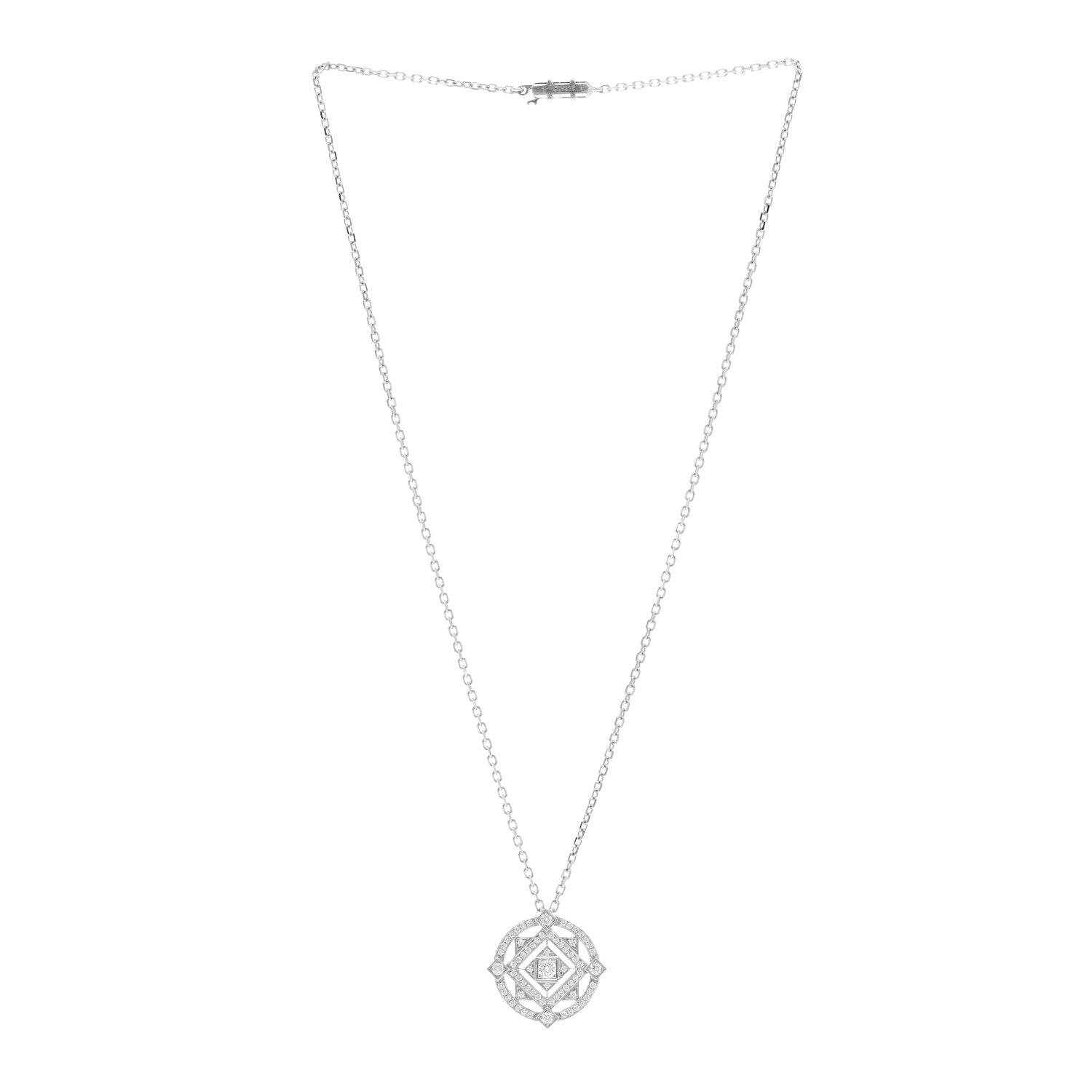 Cartier 18K White Gold Mandala Open Work Pendant Necklace 3 of 4