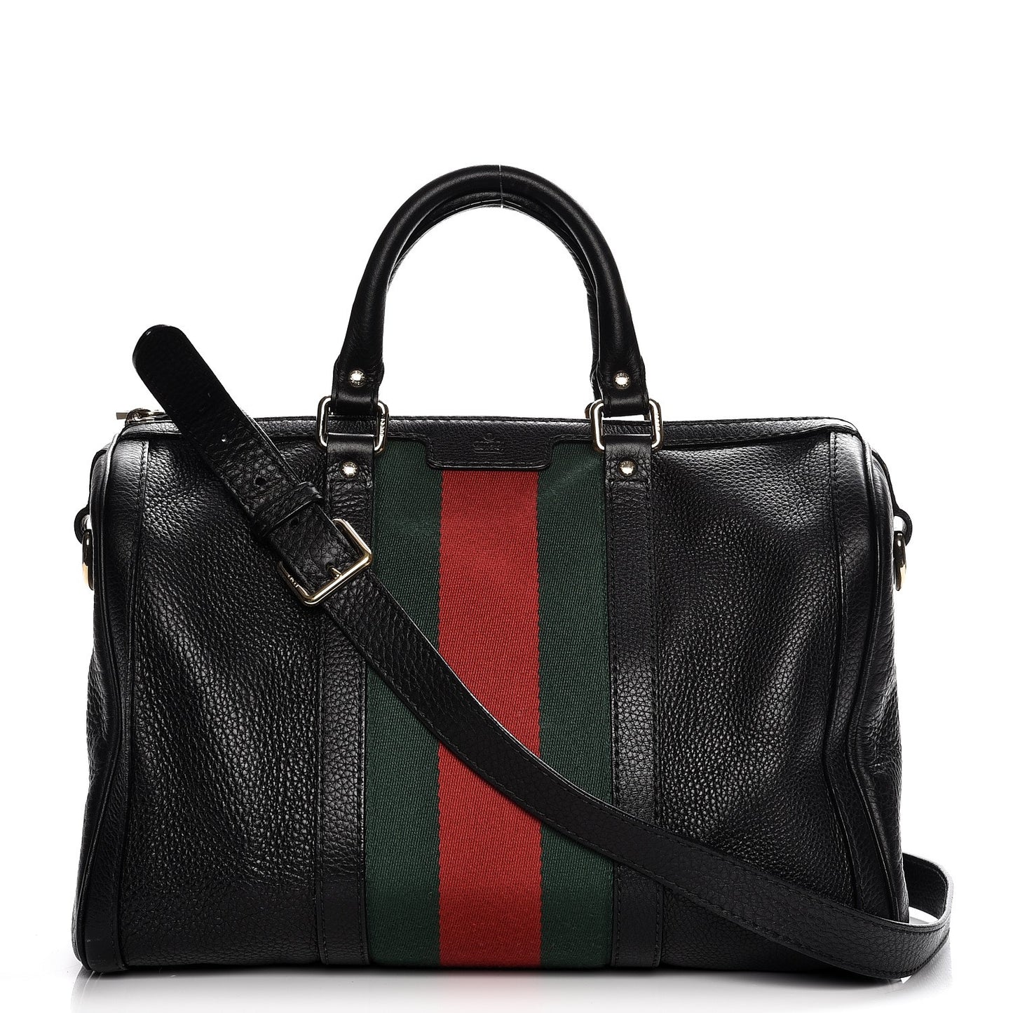 Calfskin Vintage Web Medium Boston Black