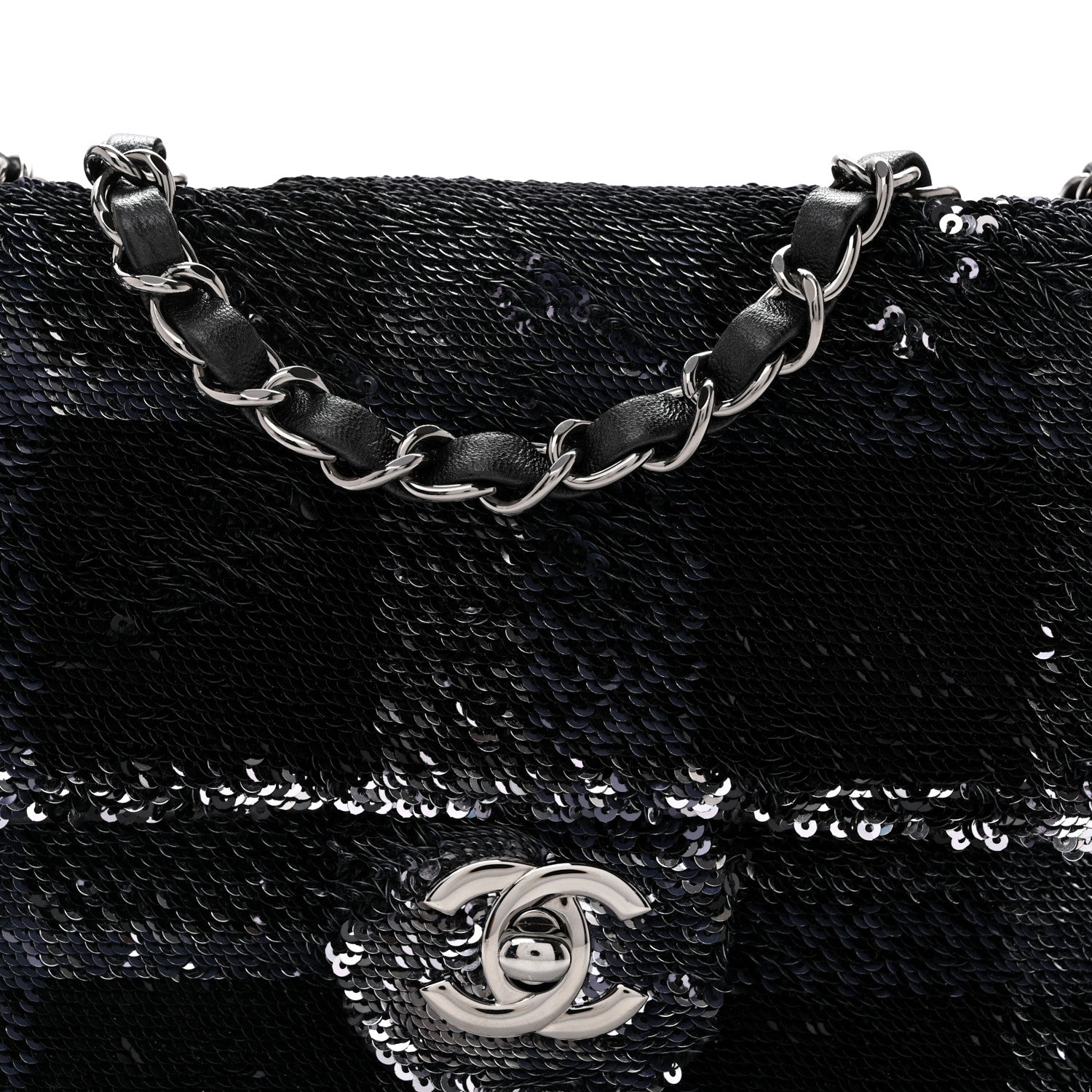 Chanel Sequin Quilted Small Single Flap Black 8 of 11
