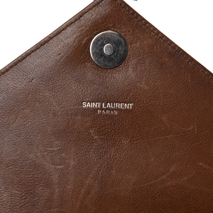 Saint Laurent Calfskin Matelasse Chevron Monogram Large College Bag Cognac 11 of 15