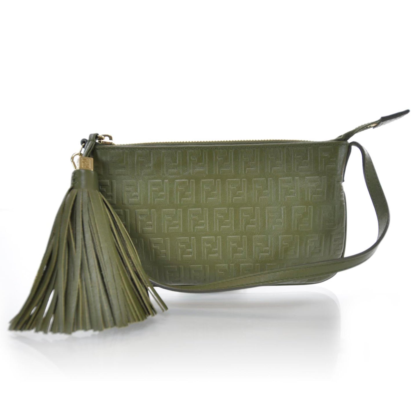 Leather Tassel Pochette Green