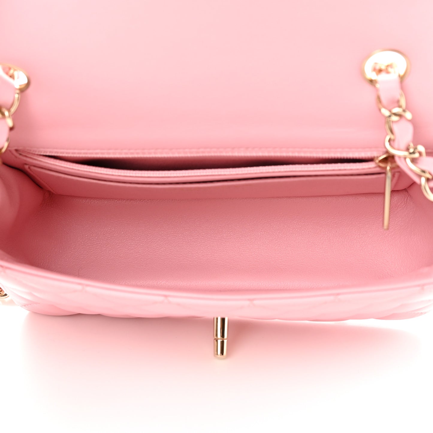 Lambskin Quilted Mini Rectangular Flap Pink