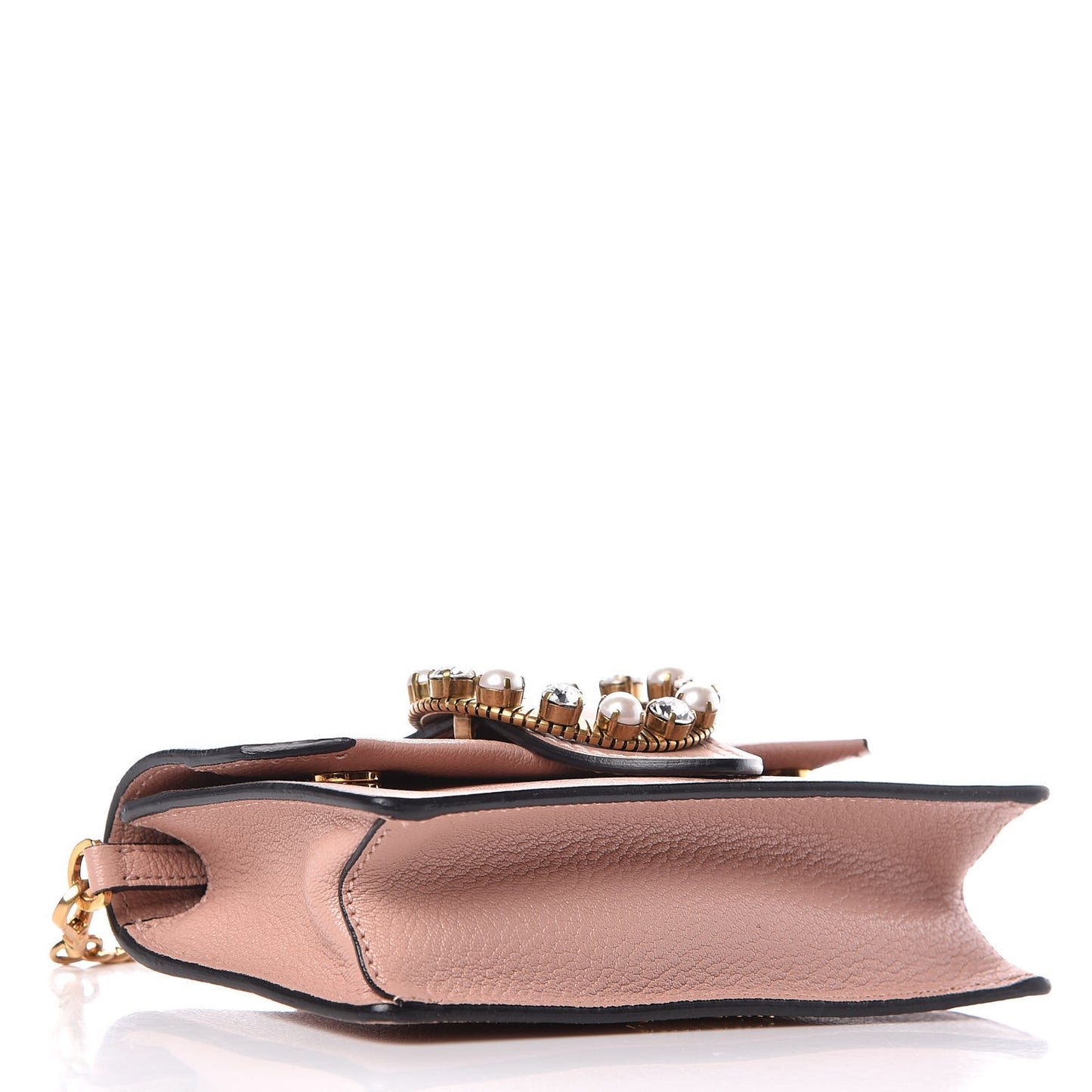 Goatskin Madras Soft Calfskin Crystal Pearl Embellished Shoulder Bag Orchidea