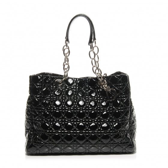 Patent Cannage Dior Soft Shopping Tote Black