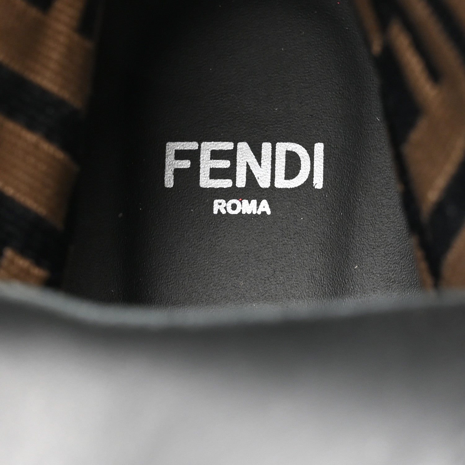 Fendi Calfskin Stretch Fabric FF Rockoko Biker Boots 39.5 Black Tobacco 6 of 8