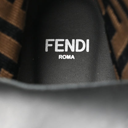 Fendi Calfskin Stretch Fabric FF Rockoko Biker Boots 39.5 Black Tobacco 6 of 8