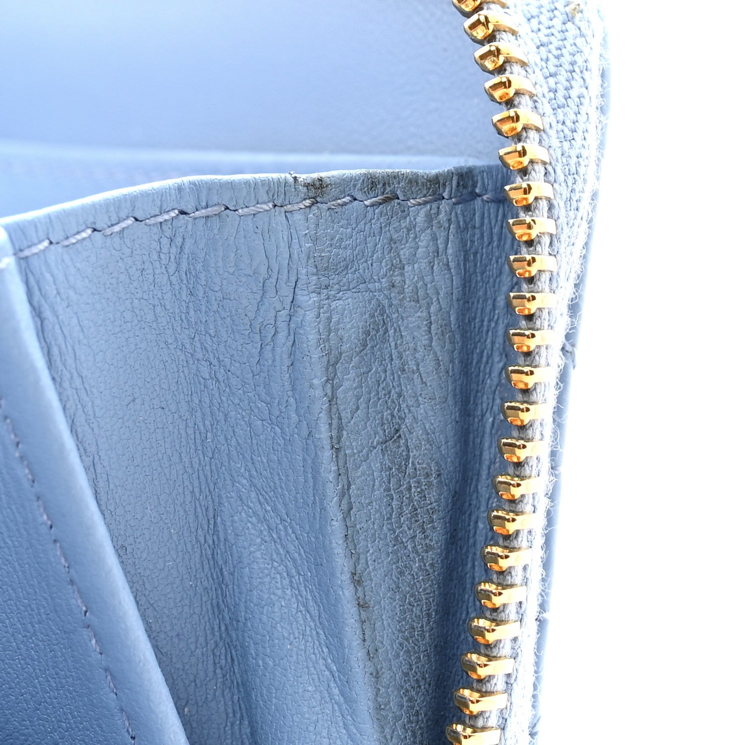 Christian Dior CHRISTIAN DIOR Grained Calfskin Supple Cannage Caro Compact Wallet Cloud Blue 8 of 9
