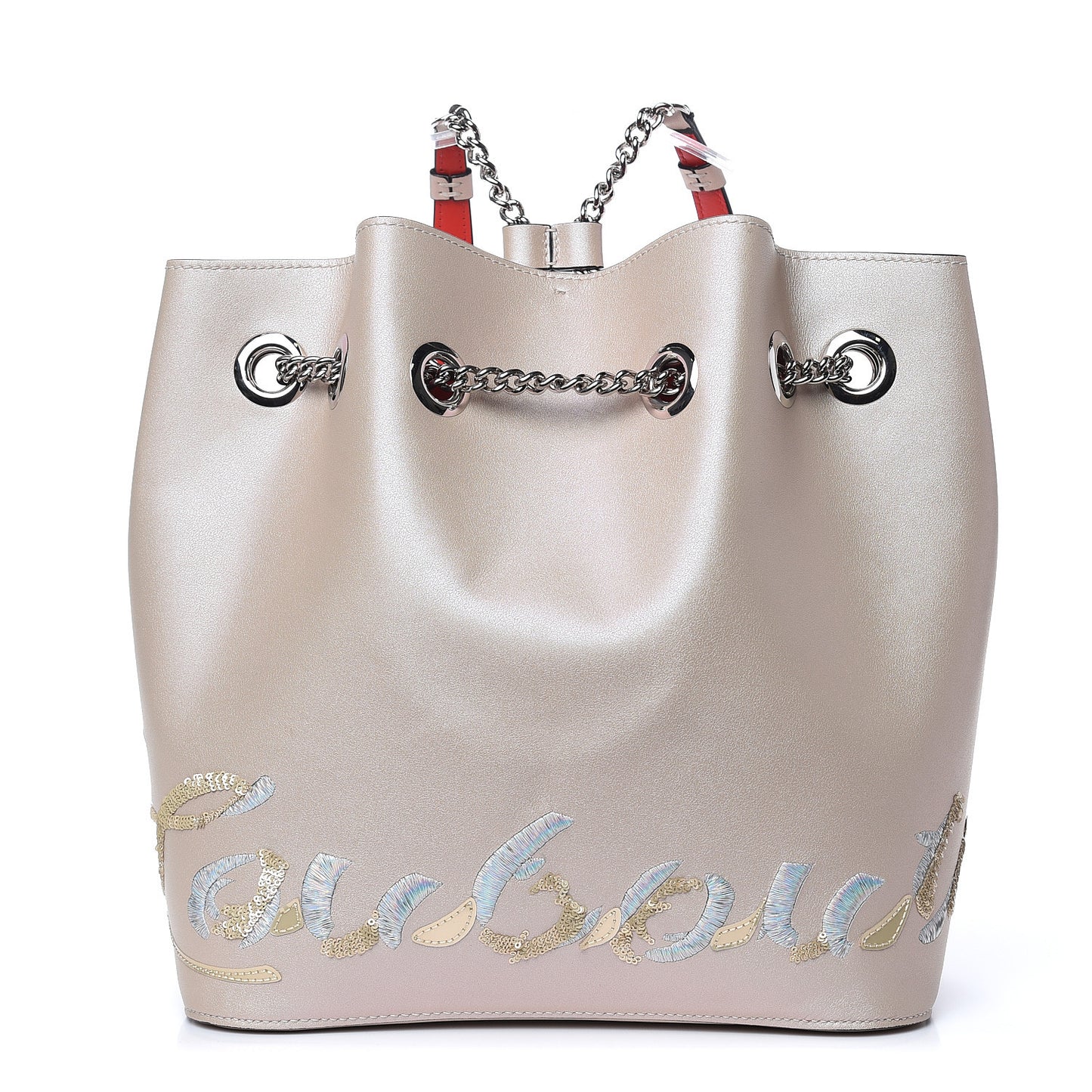 Calfskin Paris Marie Jane Logo Backpack Nude Platine