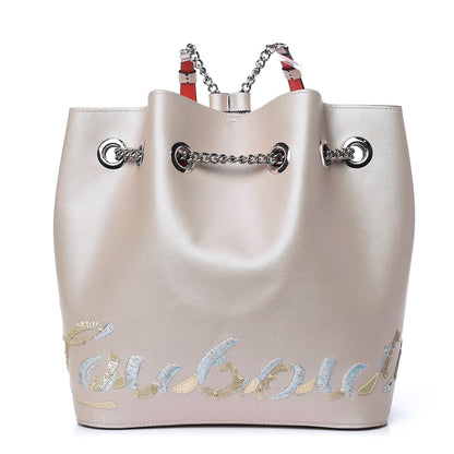 Christian Louboutin Calfskin Paris Marie Jane Logo Backpack Nude Platine 1 of 12
