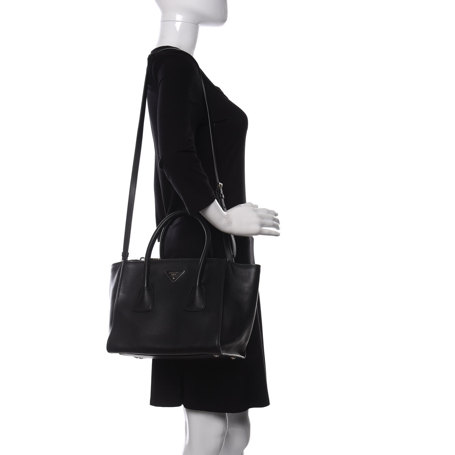 Prada City Calf Twin Pocket Tote Black 2 of 11