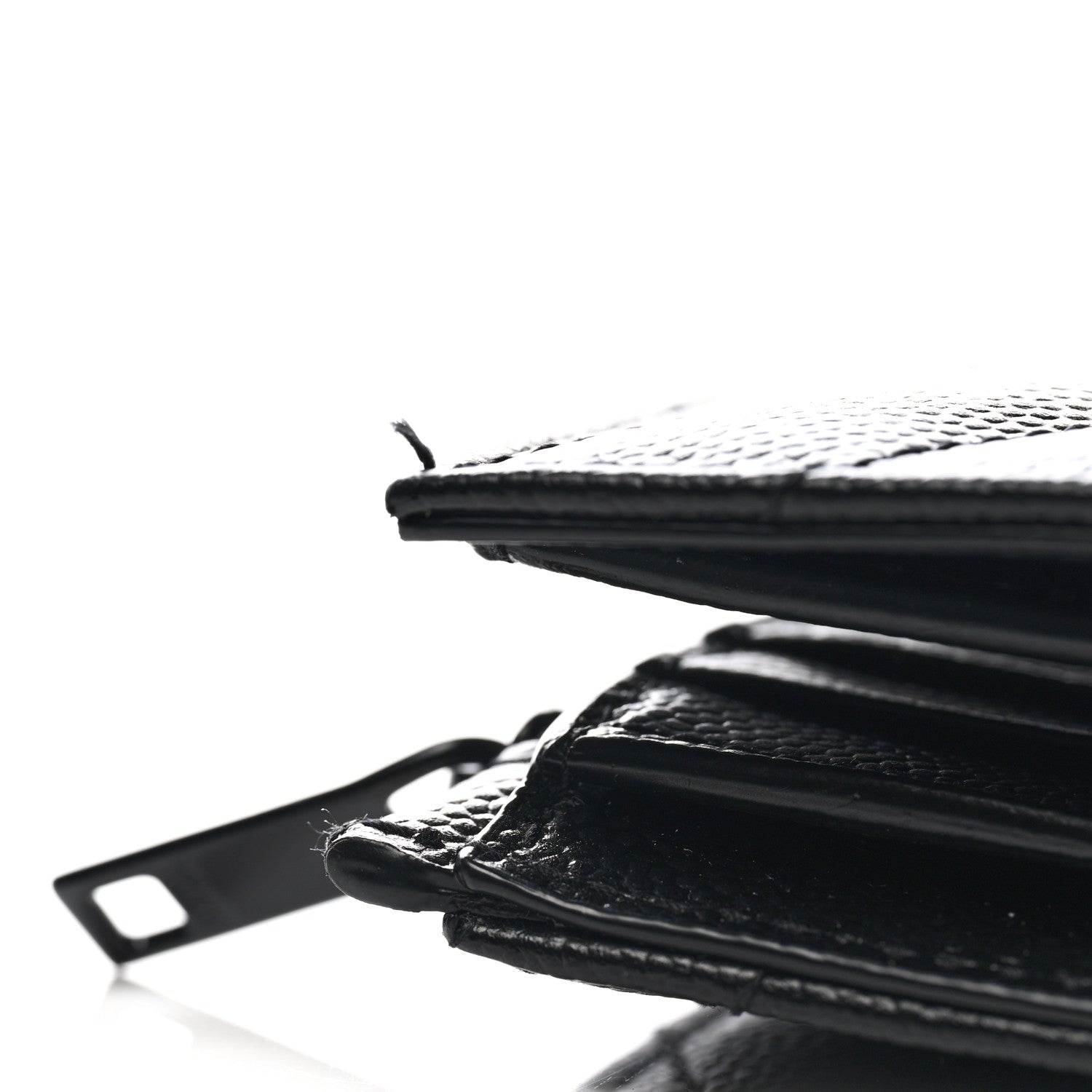 Saint Laurent Grain De Poudre Matelasse Chevron Monogram Zipped Two-Part Wallet Black 7 of 7
