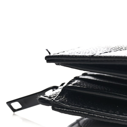 Saint Laurent Grain De Poudre Matelasse Chevron Monogram Zipped Two-Part Wallet Black 7 of 7