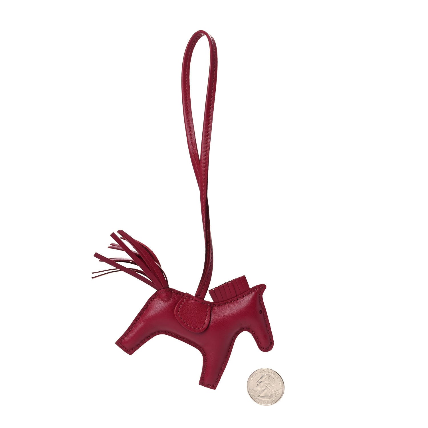 Hermes Milo Lambskin Grigri Rodeo Horse Bag Charm PM Rubis 2 of 4