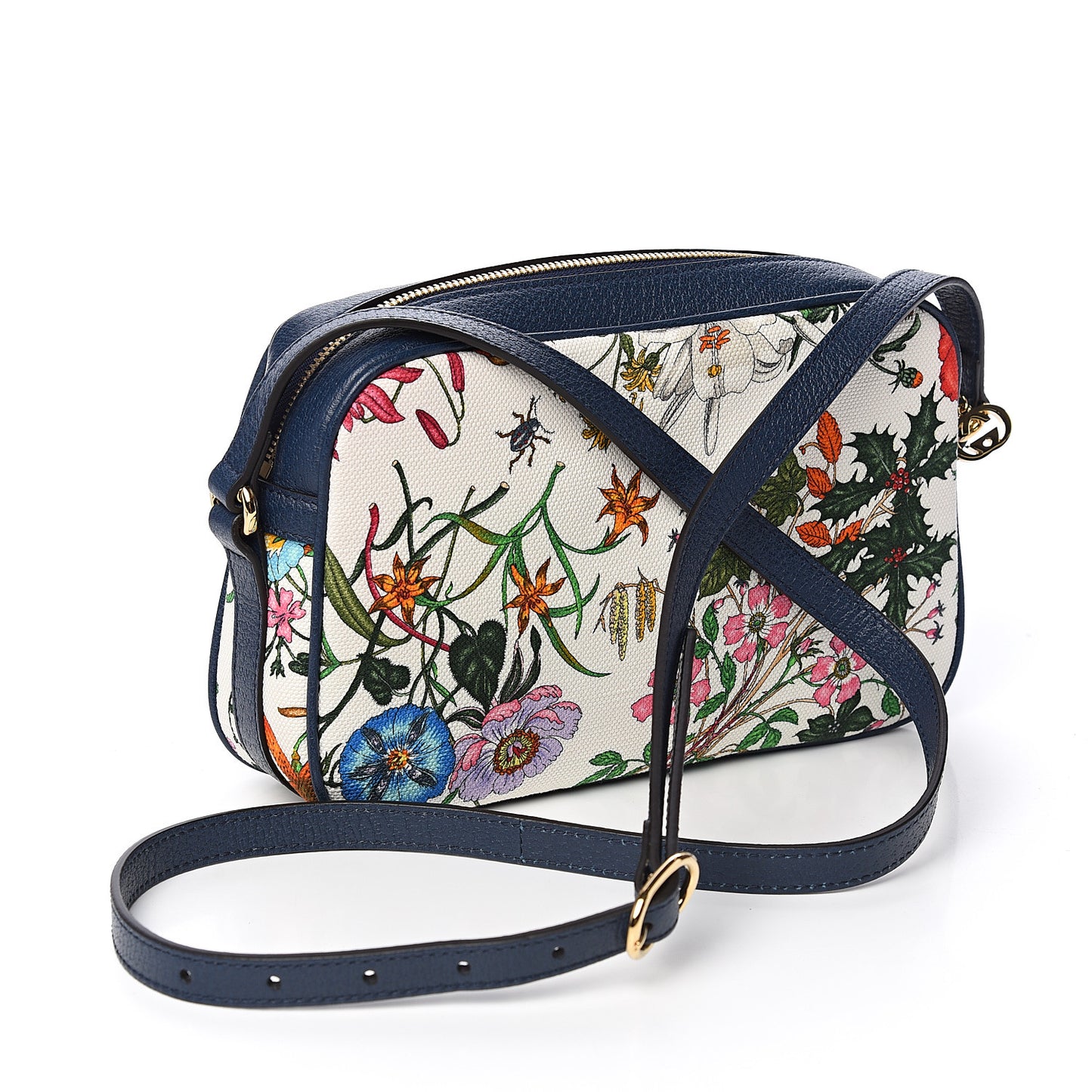 Canvas Flora Floral Shoulder Bag White Blue Agata Mulitcolor