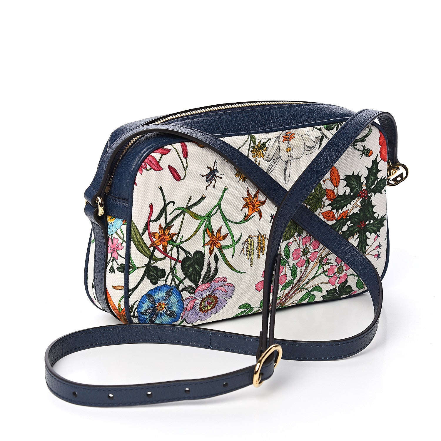 Gucci Canvas Flora Floral Shoulder Bag White Blue Agata Mulitcolor 2 of 9