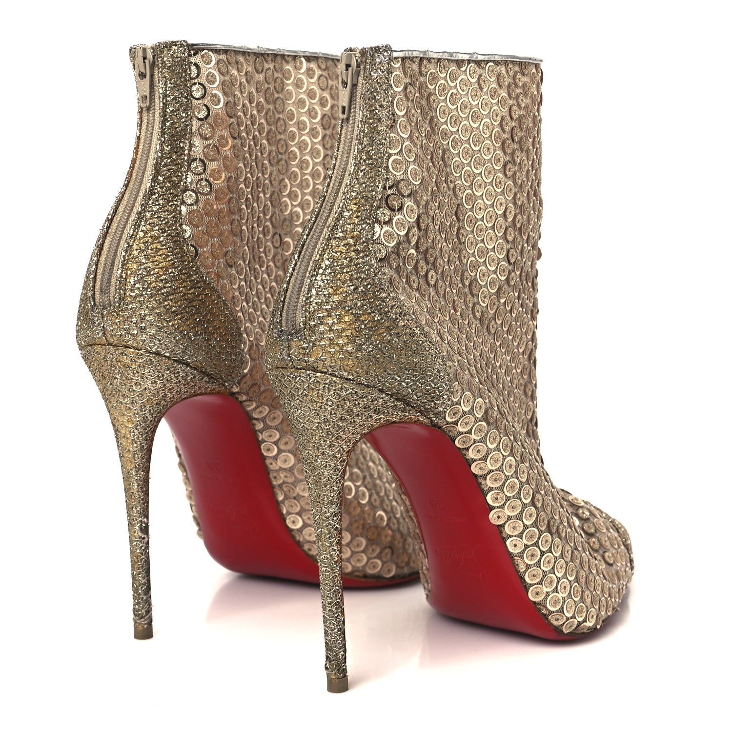 Christian Louboutin Glitter Diams Paillettes Gipsybootie 100 Ankle Boots 39 Nude 5 of 9