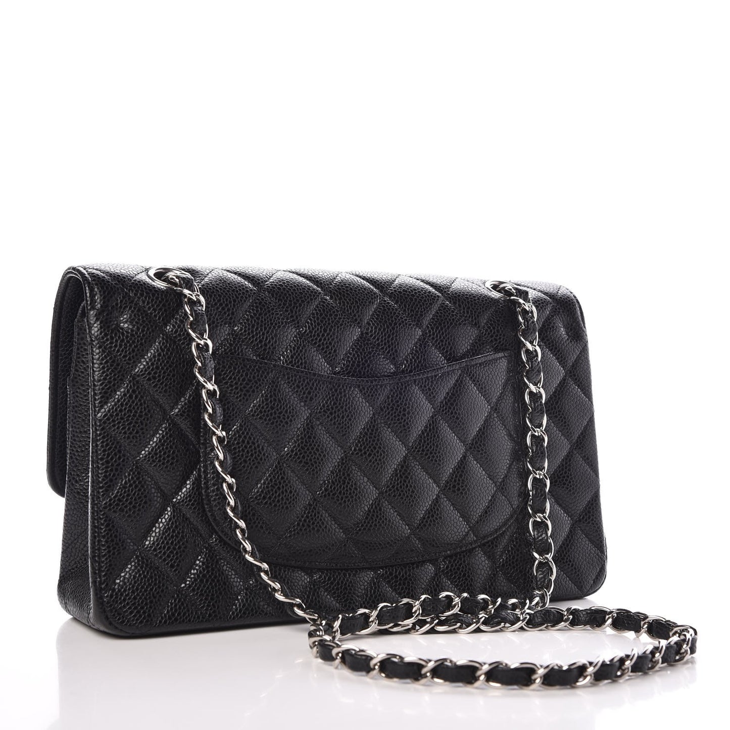 Caviar Quilted Medium Double Flap Black