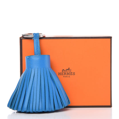 Hermes Lambskin Carmen Tassel Key Holder Bleu Zanzibar 8 of 8