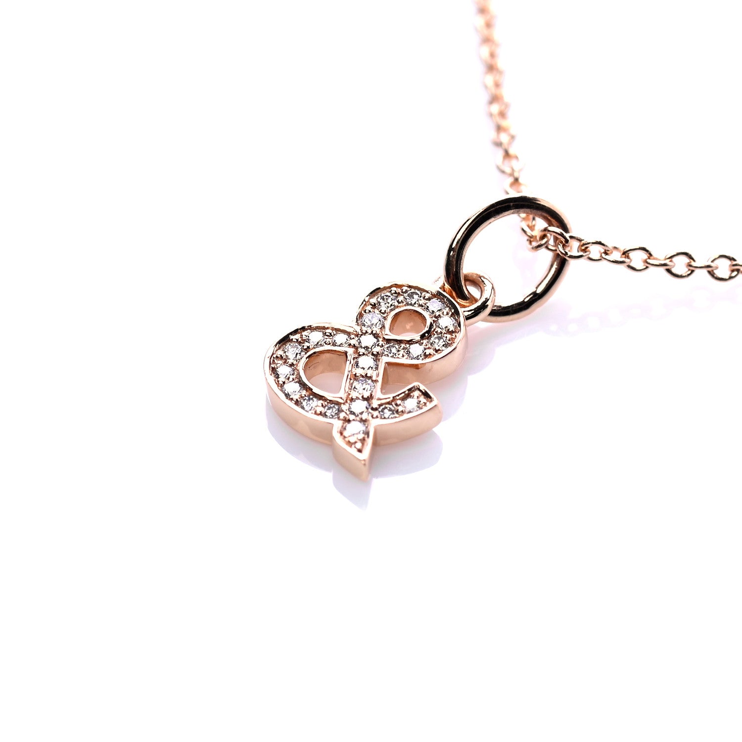 Tiffany 18K Rose Gold Diamond Medium Ampersand Pendant Necklace 4 of 7