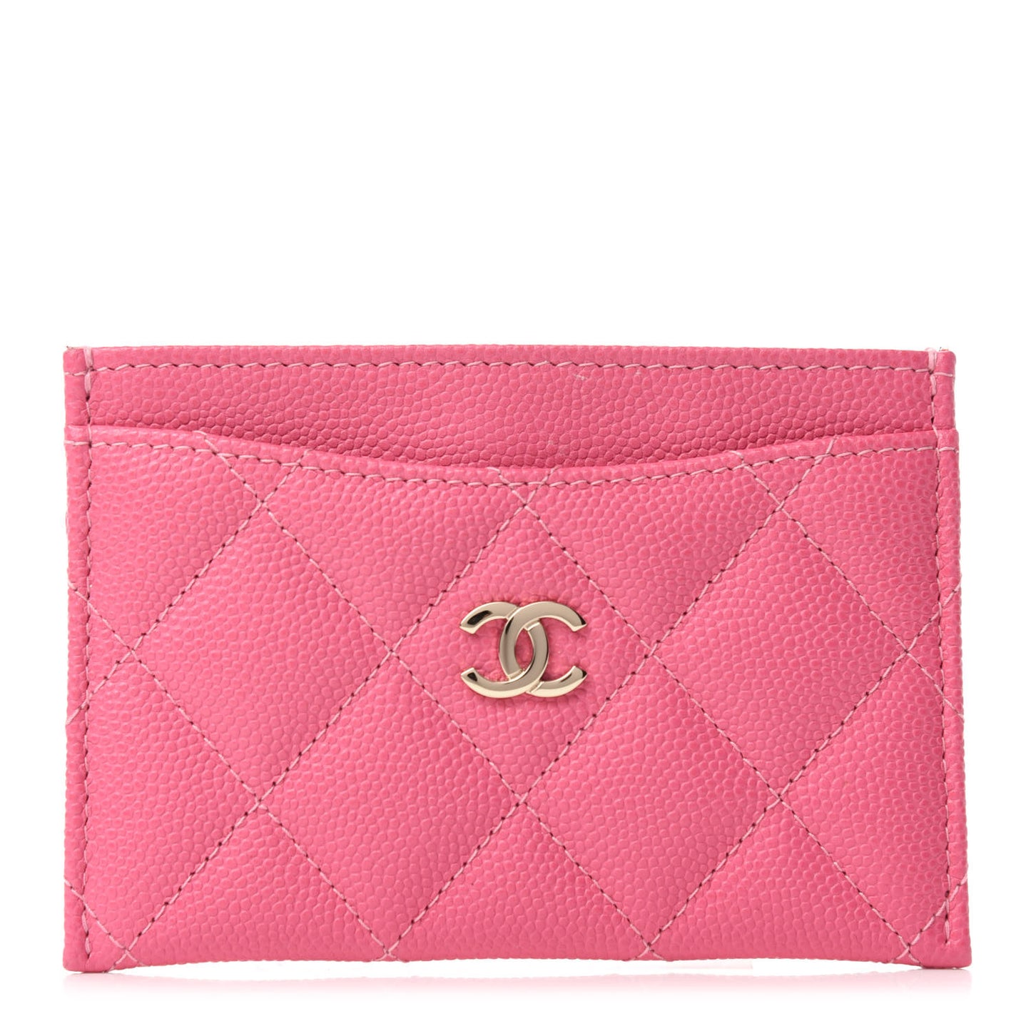 Caviar Quilted Card Holder Pink