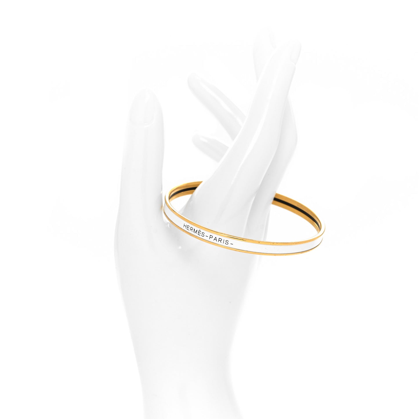 Enamel Printed Extra Narrow Bracelet 65 White