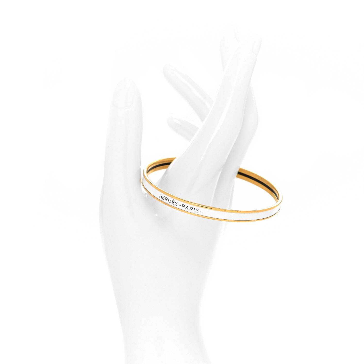 Hermes Enamel Printed Extra Narrow Bracelet 65 White 2 of 4