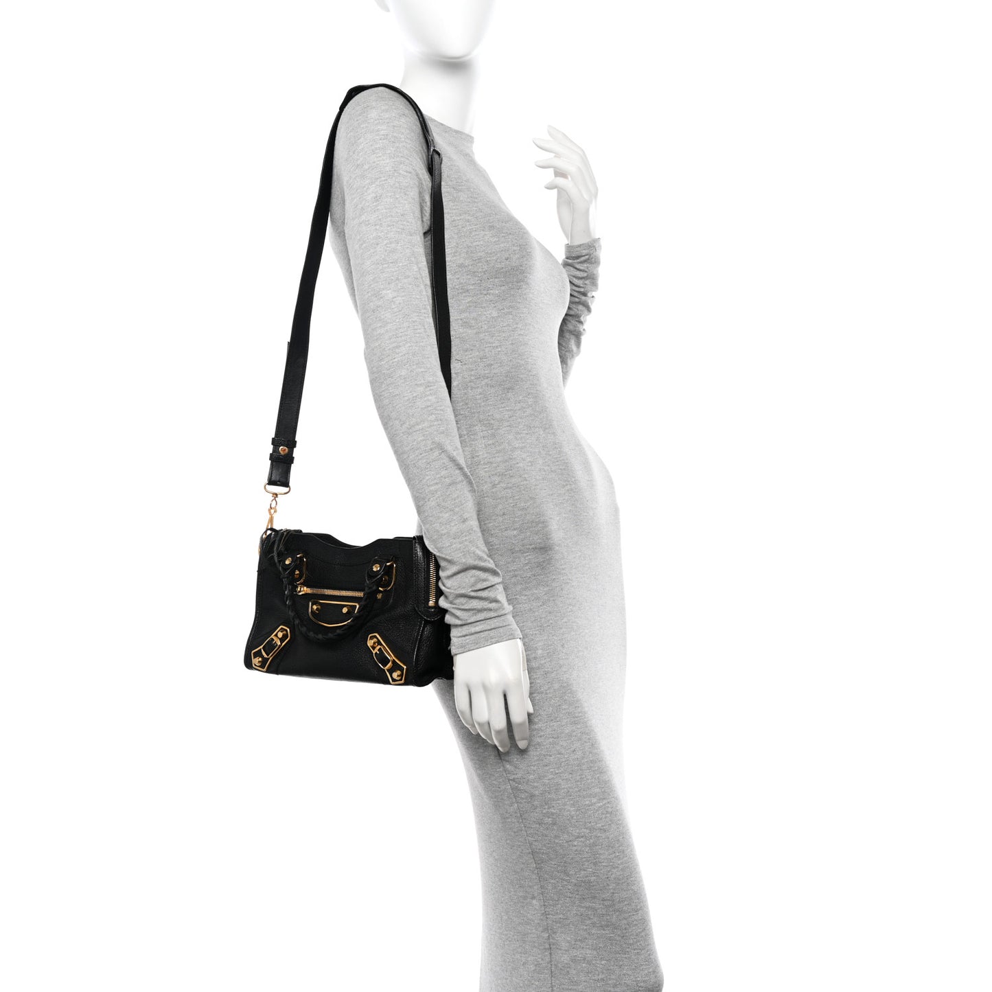 Chevre Gold Metallic Edge Hardware Mini City Black
