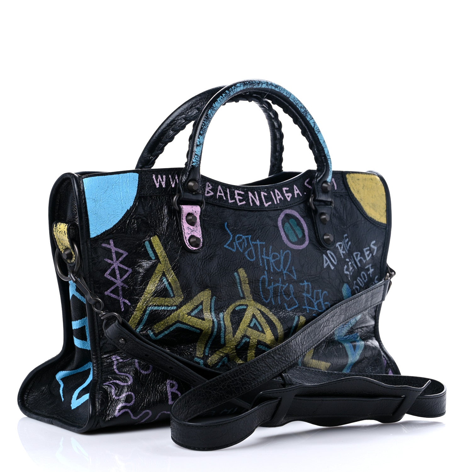 Balenciaga Agneau Graffiti All Over Classic Hardware City Black Multicolor 2 of 12