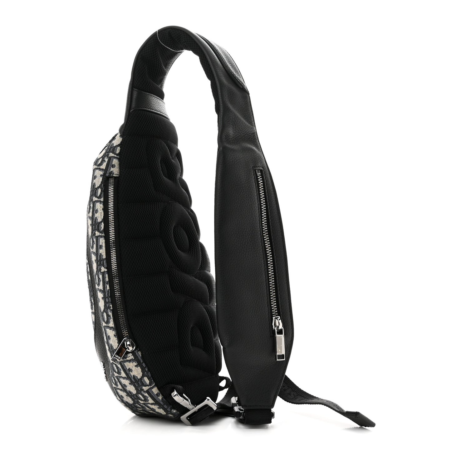 Grained Calfskin Oblique Scarab Sling Bag Blue Black