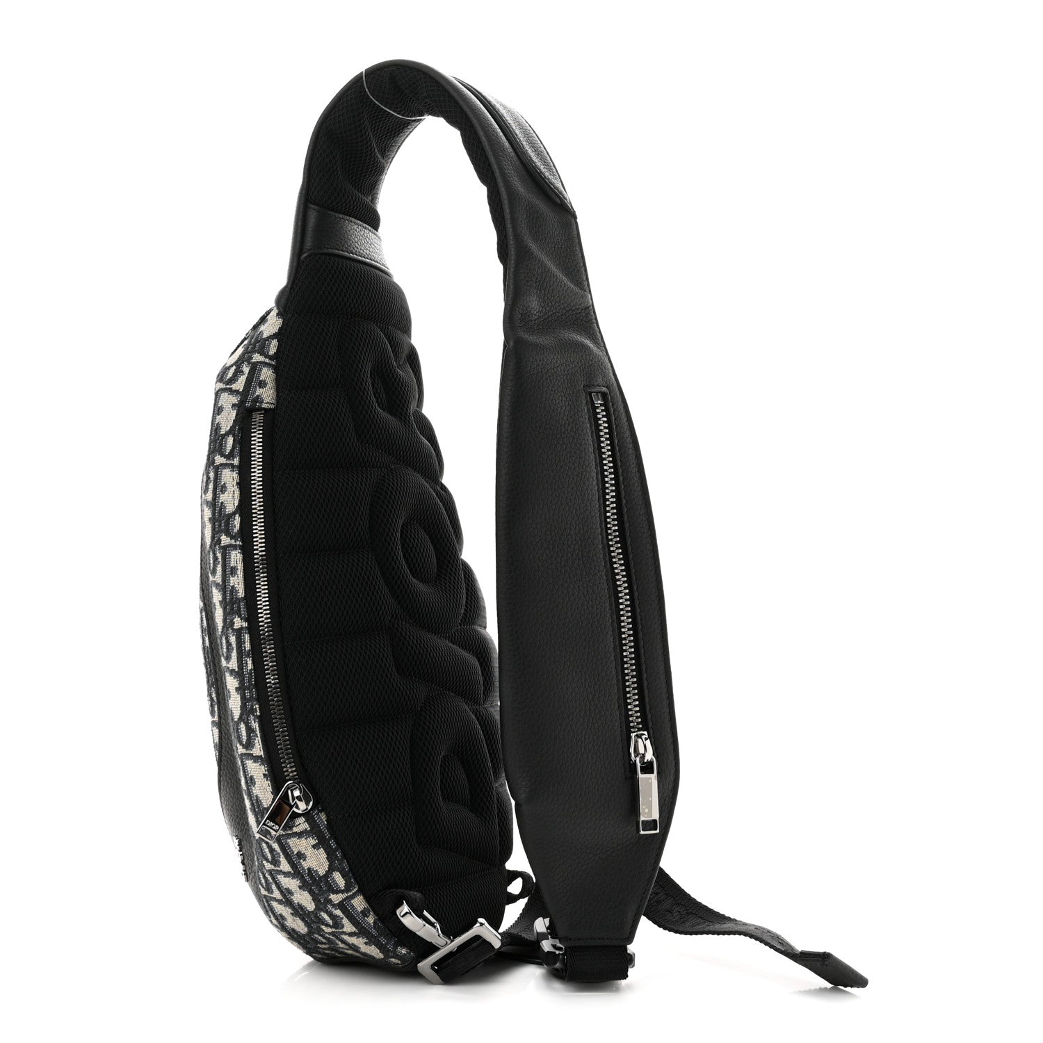 Christian Dior Grained Calfskin Oblique Scarab Sling Bag Blue Black 3 of 9