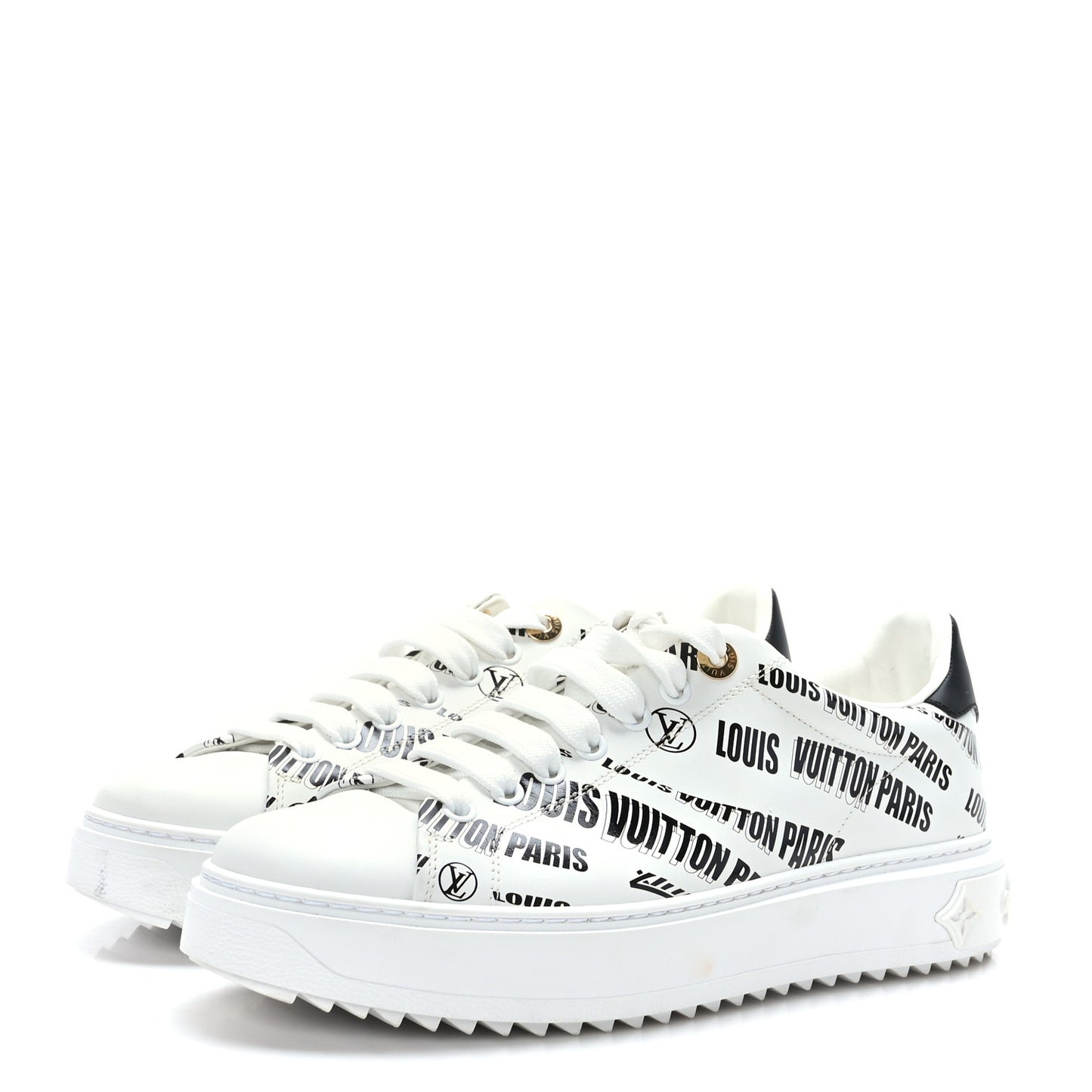 Calfskin Printed Time Out Trainer Sneakers 38.5 White