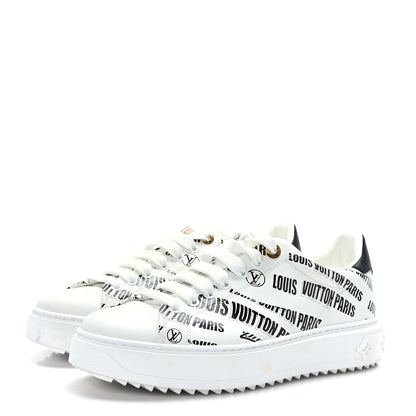 Louis Vuitton Calfskin Printed Time Out Trainer Sneakers 38.5 White 3 of 8