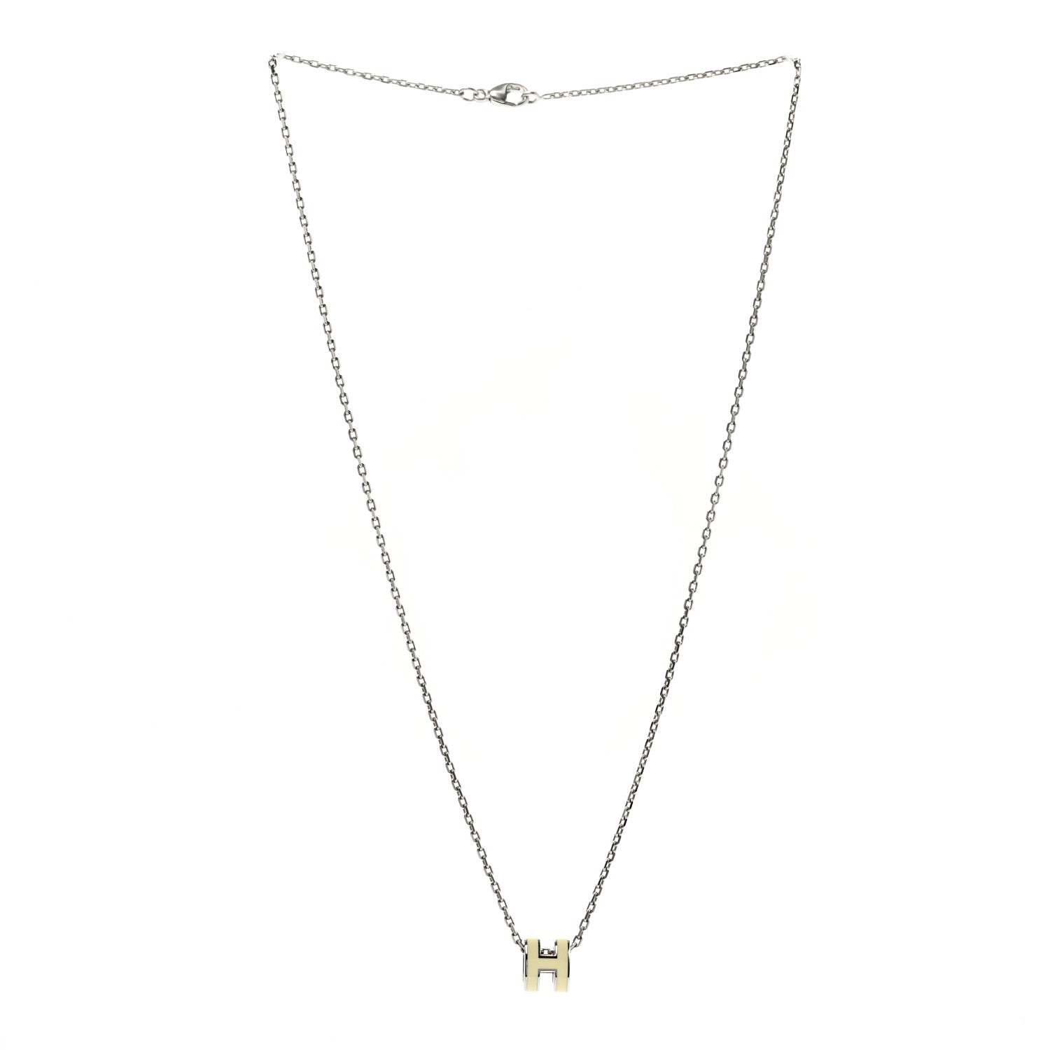 Hermes Palladium Mini Pop H Pendant Necklace Jaune Soufre Pale 3 of 6