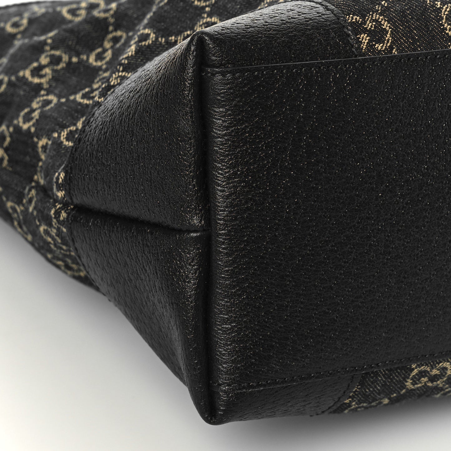 Jacquard Black Denim GG Monogram Medium Ophidia Shopping Tote Black Ivory