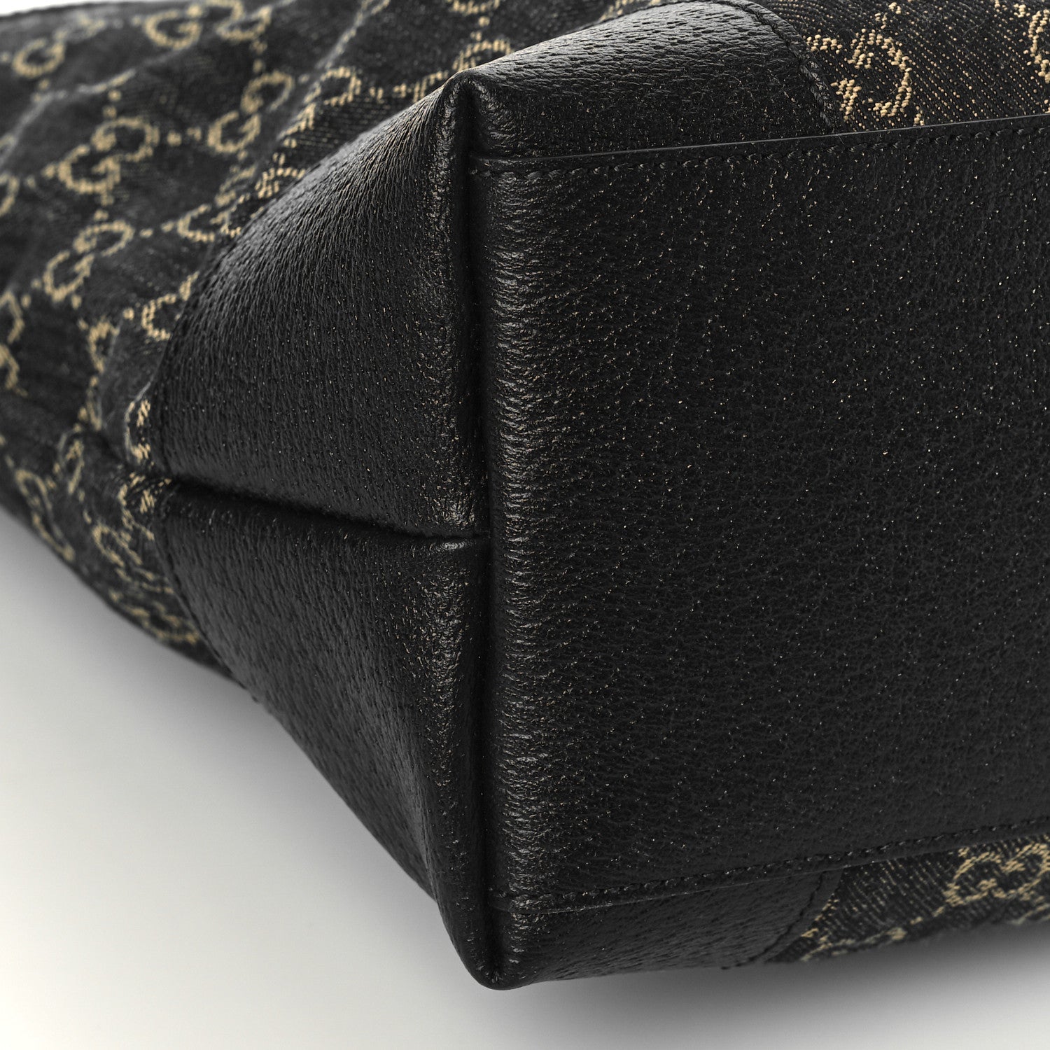 Gucci Jacquard Black Denim GG Monogram Medium Ophidia Shopping Tote Black Ivory 8 of 9