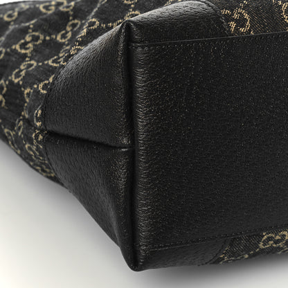 Gucci Jacquard Black Denim GG Monogram Medium Ophidia Shopping Tote Black Ivory 8 of 9