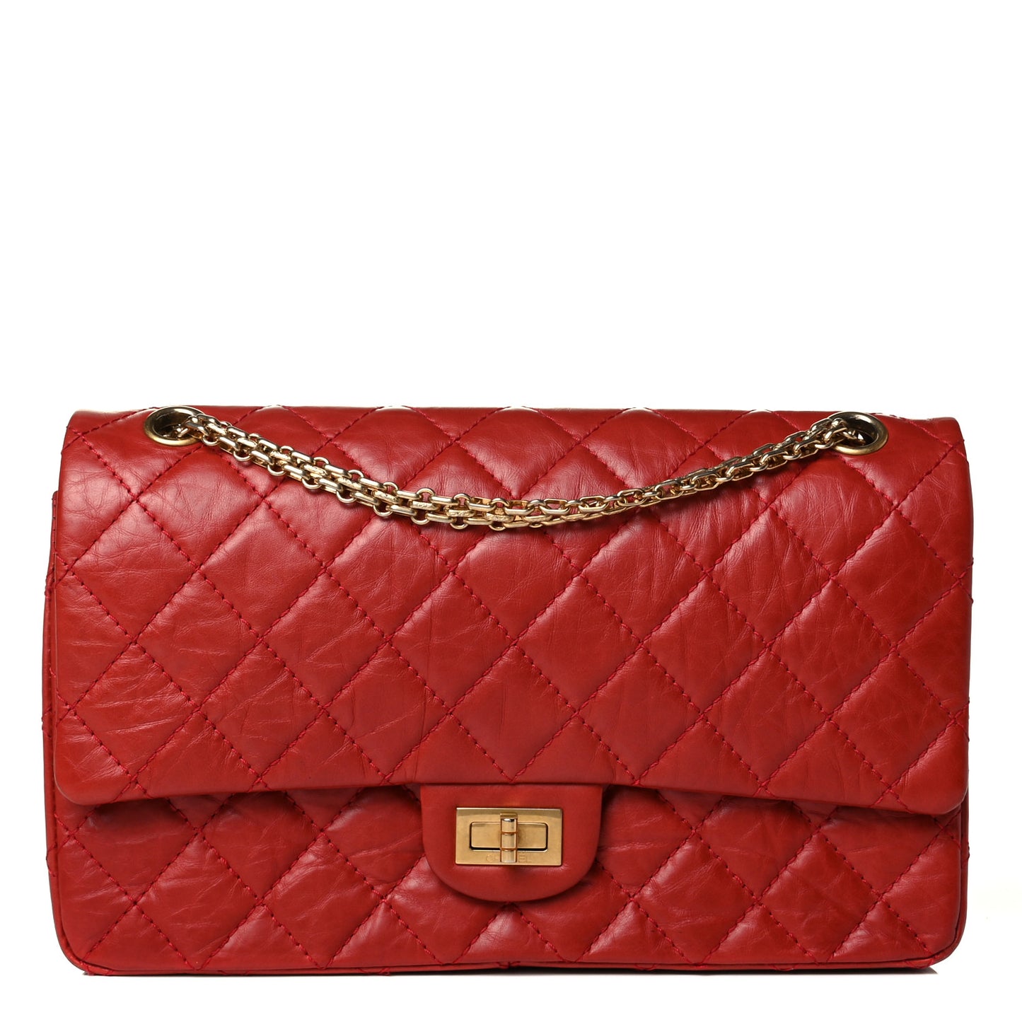Aged Calfskin Quilted 2.55 Reissue 226 Flap Red